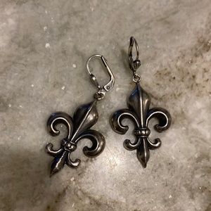 Silver fleur de lis earrings